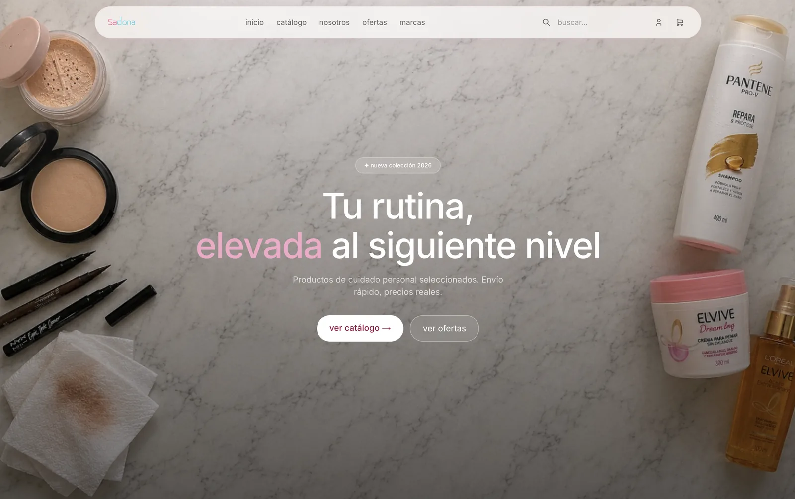 Captura del sitio SADONA (Ecommerce)